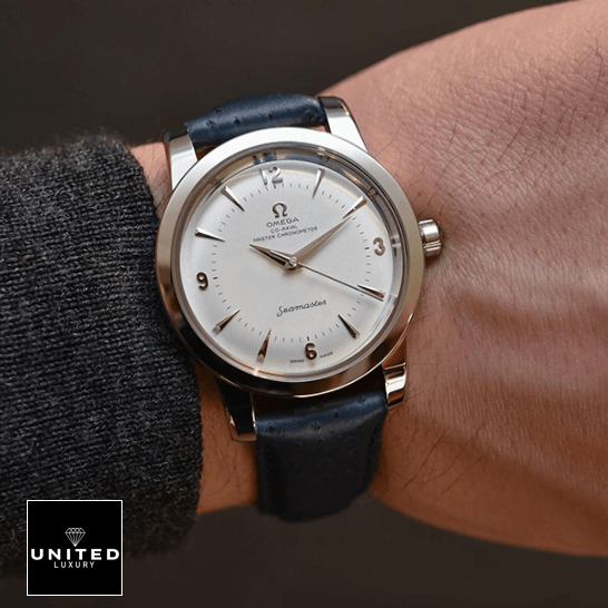 Omega Seamaster 1948 Central Seconds 511.13.38.20.02.001 First-Class Clone omega seamaster 511.13.38.20.02.001 replica wrist Omega Seamaster 511.13.38.20.02.001 White Dial Leather Blue Bracelet Replica