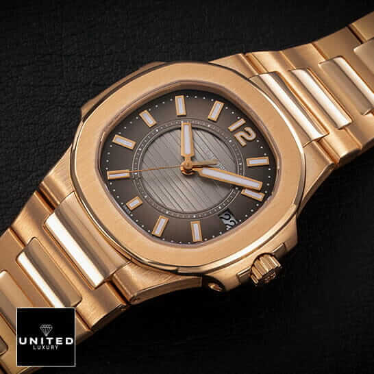 Patek Philippe Nautilus 7011/1R "Rose Gold" Exact Duplicate Quality patek 7011 1r 010 replica 6 Patek Philippe Black Dial Rose Gold Case Replica black background