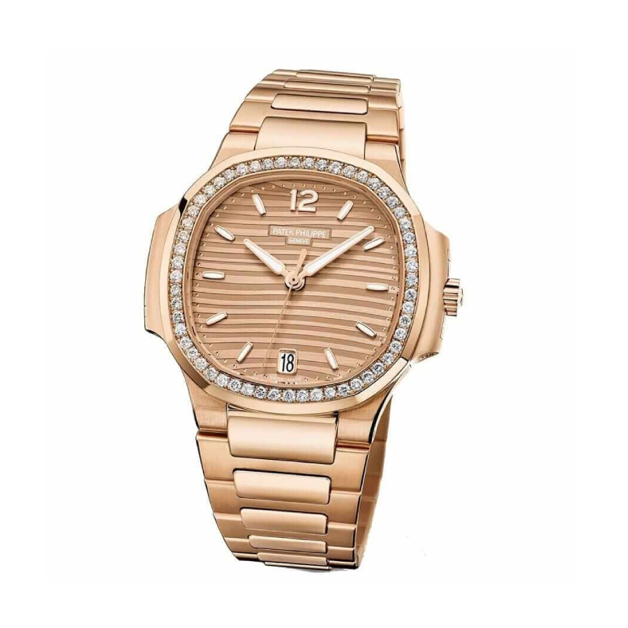 Patek Philippe Nautilus 7118-1200r-010 Rose Gold Exceptional Replica 1:1 patek 7118 1200r 010 replica 2 Patek Philippe 7118-1200r-010 Gold Bracelet Replica upside view