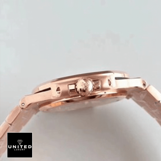 Patek Philippe Nautilus 5711/1R-001 Rose Gold Collector’s Clone 1:1 patek philippe nautilus 57111R Patek Philippe Nautilus 57111R-001 Stainless Rose Gold Replica side view