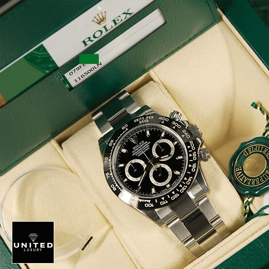 Rolex Daytona 116500LN "Panda Dial" True Clone 1:1 rolex daytona 116500LN stainless steel black dial oyster replica stell unitedluxurynet 1 Rolex Daytona 116500ln-0002 Replica in the Rolex Box & Guarantee Card
