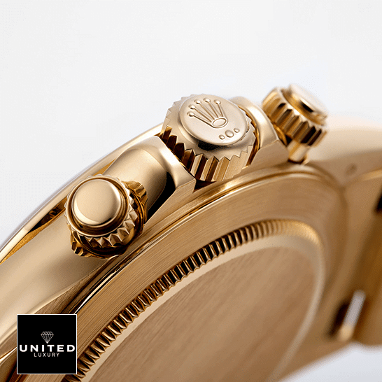 Rolex Daytona 116515LN "Everose" Signature Replica 1:1 Rolex Daytona 116523 Yellow Gold Case Crown & Button Pusher Replica