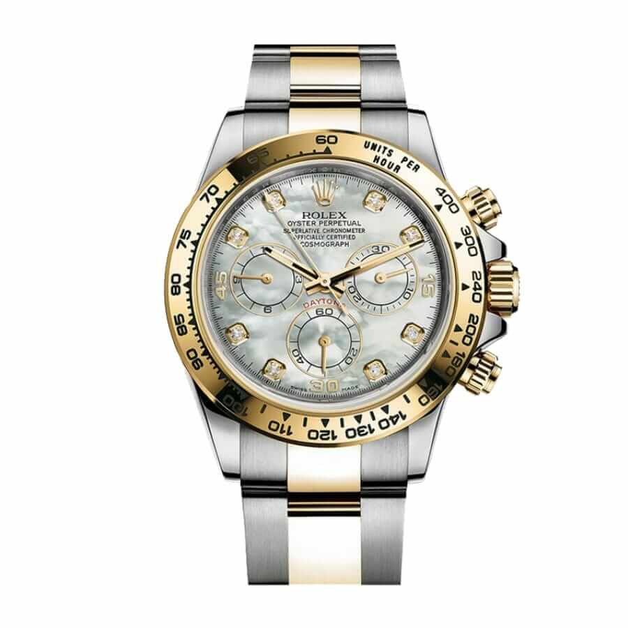 rolex-daytona-116523-mother-of-pearl-diamond-dial-two-tone Rolex Daytona 116500LN "Mother of Pearl" Premium Clone Replica - Image 1