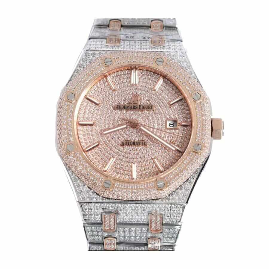 audemars-piguet-royal-oak-selfwinding-15400sr-oo-1220sr-01-iced-out-watch-replica-2 AP Royal Oak Iced Out Two-Tone 15400SR.OO.1220SR.01 Master Replica 1:1 - Image 1