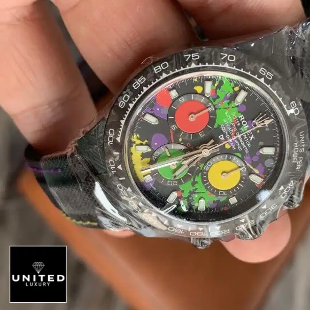 Rolex Daytona "Carbon" 4130 Masterpiece Replica Yeni Proje 3 1 Rolex Daytona Carbon Cosmograph Rainbow Dial Black Bezel 4130cr Replica