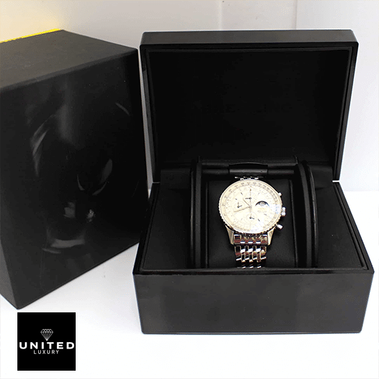 Breitling Navitimer "Olympus" A19340 Precision Clone Breitling Navitimer Olympus A19340 White Dial Replica in the black box