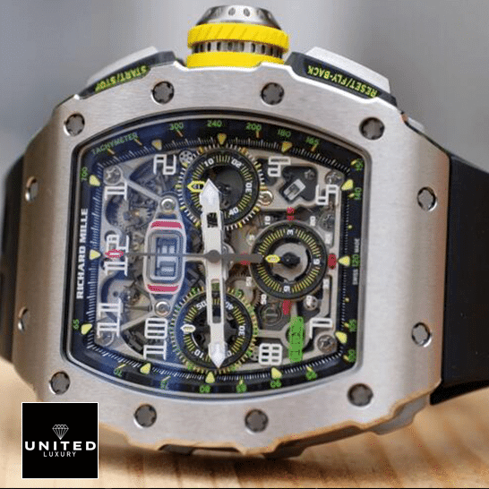 Richard Mille RM 011-03 Titanium Chronograph Top Grade Clone 1:1 richard mille rm 011 03 titane flyback left Richard Mille RM01103 Black Dial Replica side view