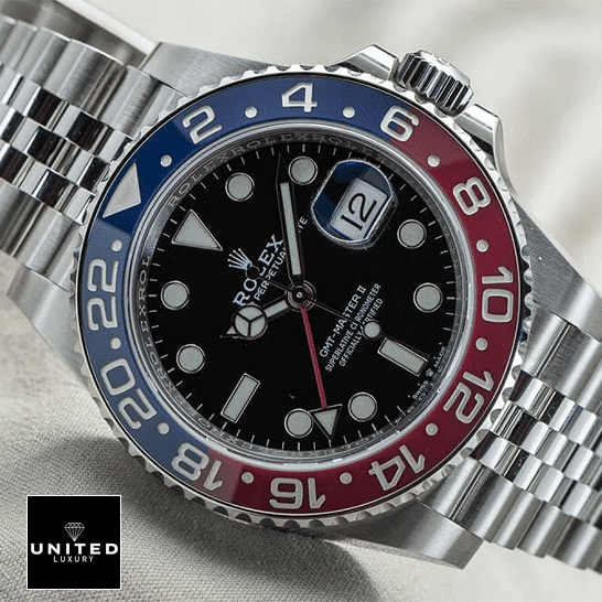 Rolex GMT-Master II "Pepsi" Jubilee 116520 Deluxe Replica Edition rolex gmt Rolex Gmt Master Pepsi 116719BLRO Jubilee Bracelet Replica White Background