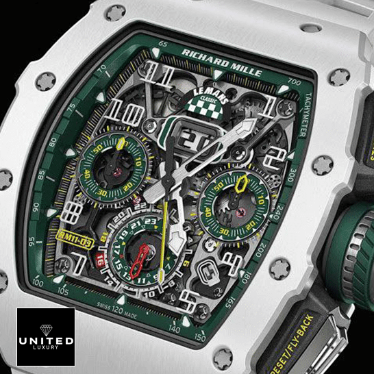 Richard Mille RM 11-03 "Le Mans" First-Class Clone richardmillie RM11 03 replica Richard Mille RM1103 Green Dial White Bezel Replica