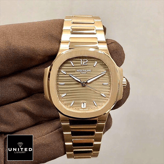 Patek Philippe Nautilus 7118/1R "Ladies Rose Gold" 1:1 Master Replica patek philippe nautilus ladies golden rose gold 71181R 001 replica front Patek Philippe 71181R-001 Nautilus Ladies Golden Rose Replica on the and
