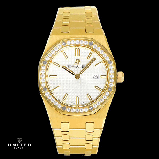 Audemars Piguet Royal Oak Yellow Gold White Dial Replica black background