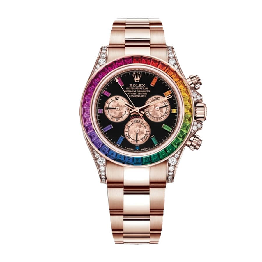 rolex-daytona-cosmograph-rainbow-crystals-bezel-black-dial-116519-replica Rolex Cosmograph Daytona "Rainbow" 116519 Premium Duplicate Edition - Image 1