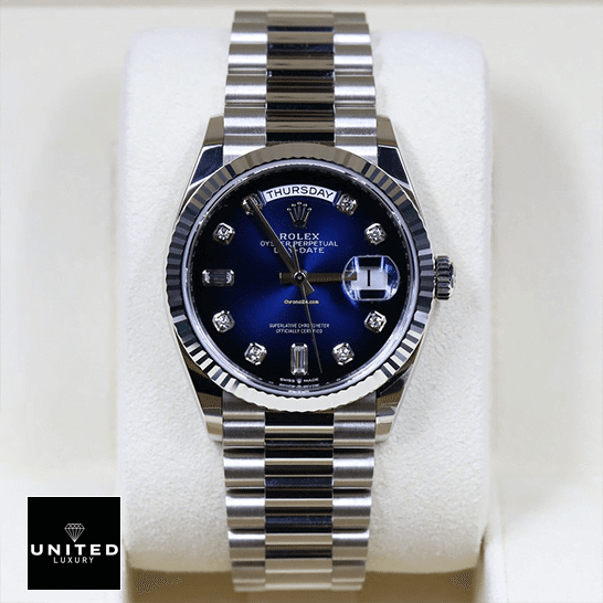 Rolex Day-Date 128239 "Blue Diamond Dial" High Fidelity Replica Rolex Day-Date 36 7118-1200R-01 Oyster Replica