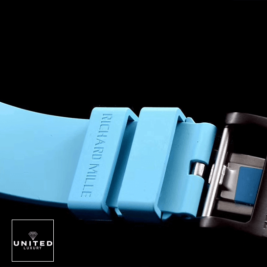 Richard Mille RM 055 "Yas Marina" Precision Duplicate 1:1 richard mille RM055 KV V2 carbon case blue skeleton dial replica bracelet Richard Mille RM055 Blue Rubber Bracelet Replica black background