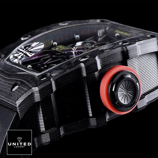 Richard Mille RM 35-02 "Rafael Nadal" Ultra Luxury Clone richard mille rM35 Richard Mille Rm3502 Carbon Skeleton Black Replica black background