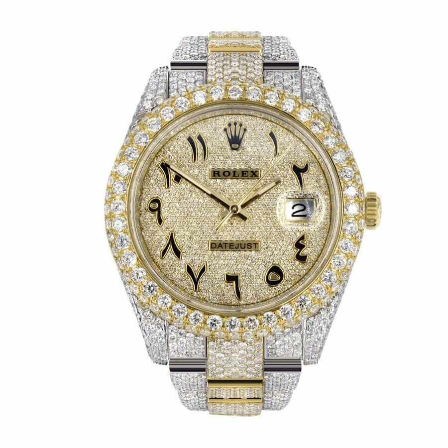 rolex-datejust-two-tone-yellow-gold-arabic-dial-iced-out-116300-replica Rolex Datejust 116300 "Arabic Dial" Exact Duplicate Quality - Image 1