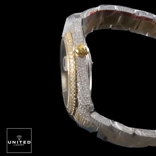 Rolex Datejust 116300 "Arabic Dial" Exact Duplicate Quality rolex_datejust_two_tone_yellow_gold_arabic_dial_iced_out_116300_right_side