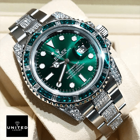 Rolex Submariner 116610LV "Hulk Iced Out" Premium Replica 1:1 Rolex Submariner Hulk 116610LV Diamond Green Dial Iced Out Oyster Replica