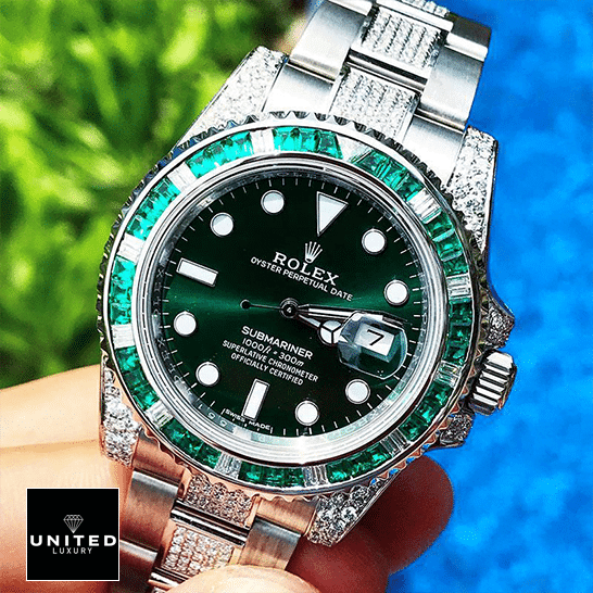 Rolex Submariner 116610LV "Hulk Iced Out" Premium Replica 1:1 Rolex Submariner Hulk 116610LV Diamond Green Bezel Iced Out Replica