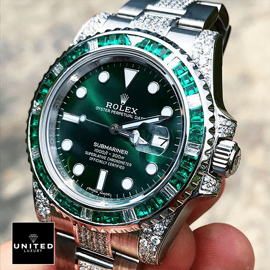 Rolex Submariner 116610LV "Hulk Iced Out" Premium Replica 1:1 Rolex Submariner Hulk 116610LV Diamond Green Dial Iced Out Replica