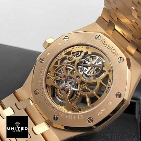 Audemars Piguet Royal Oak Tourbillon 26518OR.OO.1220OR.01 Premium Copy 1:1 ap extra thin replica back Audemars Piguet Tourbillion Gold Replica rear case view