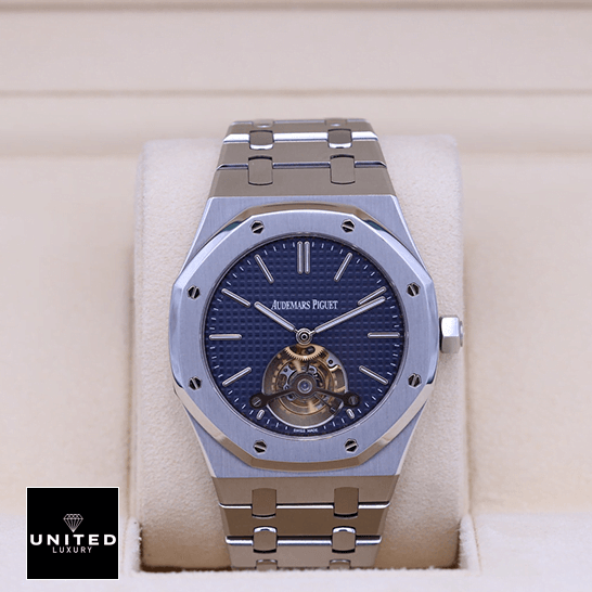 Audemars Piguet Royal Oak Flying Tourbillon 26515OR.OO.1220OR.01 Precision Clone audemars piguet royal oak 26510ST.OO .1220ST.01 replica front Audemars Piguet Tourbillion Blue Dial 26510ST.OO_.1220ST.01- Replica in the box