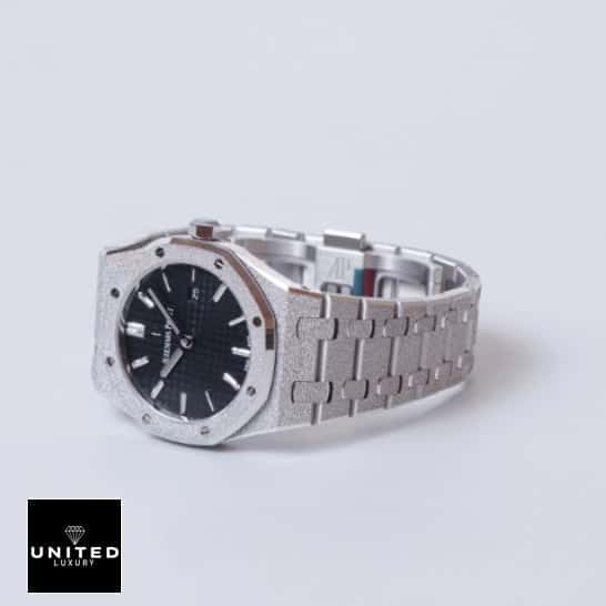 Audemars Piguet Royal Oak 67653BC.GG.1263BC.02 "Frosted" Super Clone Elite Clone Edition frosted ap replica dial 1 AP Frosted White Gold 67653BC.GG.1263BC.02 Black Dial Replica