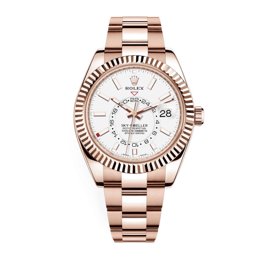 rolex-sky-dweller-rose-gold-white-dial-326935-replica Rolex Sky-Dweller 326935 "Everose Gold" Swiss Super Clone - Image 1