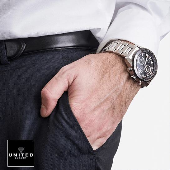 TAG Heuer Carrera Chronograph CBN2A1A.BA0643 "Black Dial" Top Grade Replica Tag Heuer Carrera Caliber Heuer 01 Stainless Steel Black Dial Replica man in a suit on his wrist