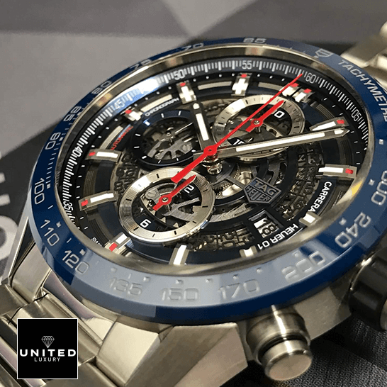 TAG Heuer Carrera 01 CAR201T "Blue Skeleton Dial" Precision Replica Edition Tag Heuer Carrera cAR201T.BA0766 Black Dial Blue Bezel Red Second Hand Replica