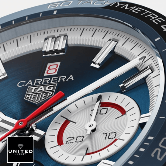 TAG Heuer Carrera Chronograph CBG2016.BA0616 "Blue Dial" High-End Clone Quality tag heuer carrera automatic chronograph CBN2A1E Tag Heuer Carrera Blue Dial Red Second Han Tachymetre Blue Bezel Replica close view