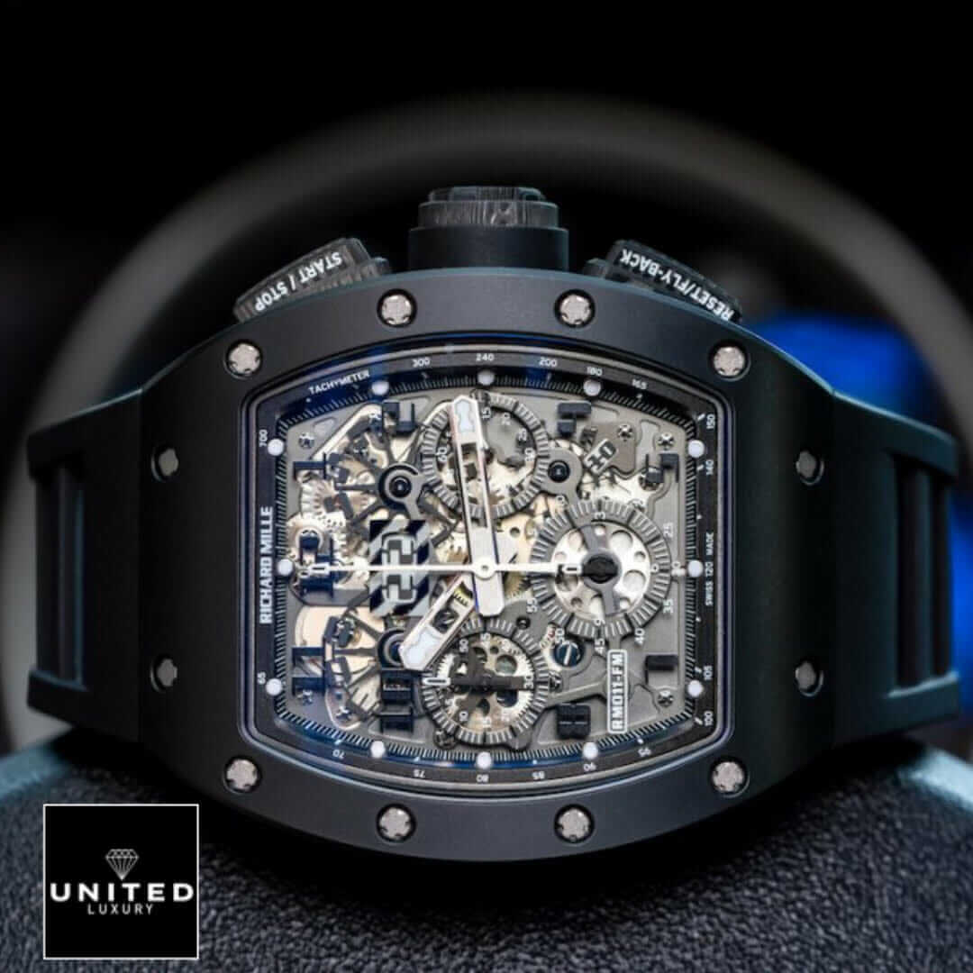 Richard Mille RM 011 "Flyback Chronograph" Ultra Accurate Clone Yeni Proje 4 14 Richard Mille Grey Dial Black Bezel Replica crown / push button