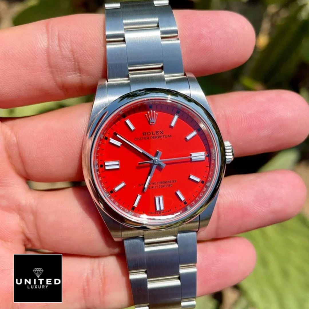 Rolex Oyster Perpetual 126000 "Coral Red Dial" Ultra Detailed Clone Yeni Proje 42 rolex-oyster-perpetual-red-dial-126000-replica