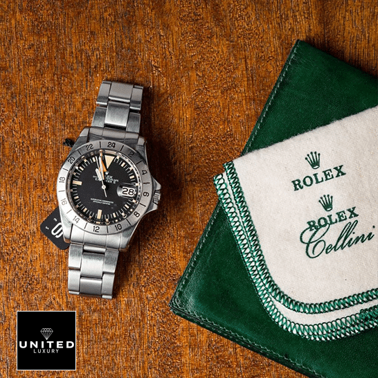 Rolex Explorer II 1655 "Steve McQueen" Vintage Handcrafted Replica Edition Rolex Explorer II 1655 (Antique) WARO025 Oyster Bracelet Replica on the table