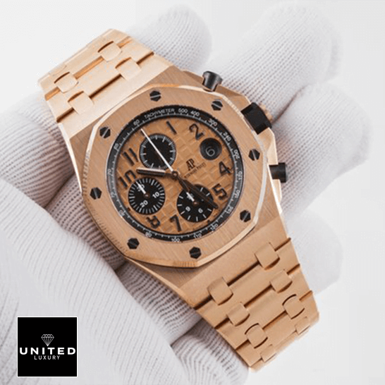 Audemars Piguet Royal Oak 15500OR "Rose Gold" Precision Clone audemars piguet royal oak offshore rose gold dial chronograph 26470OR.OO .1000OR.01 front two Audemars Piguet 26470OR.OO_.1000OR.01 Royal Oak Rose Gold Replica