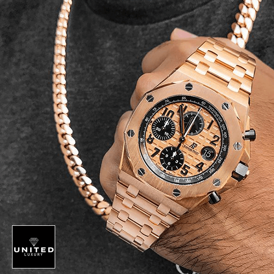 Audemars Piguet Royal Oak 15500OR "Rose Gold" Precision Clone audemars piguet royal oak offshore rose gold dial chronograph 26470OR.OO .1000OR.01 hand two Audemars Piguet 26470OR.OO_.1000OR.01 Royal Oak Rose Gold Dial Replica