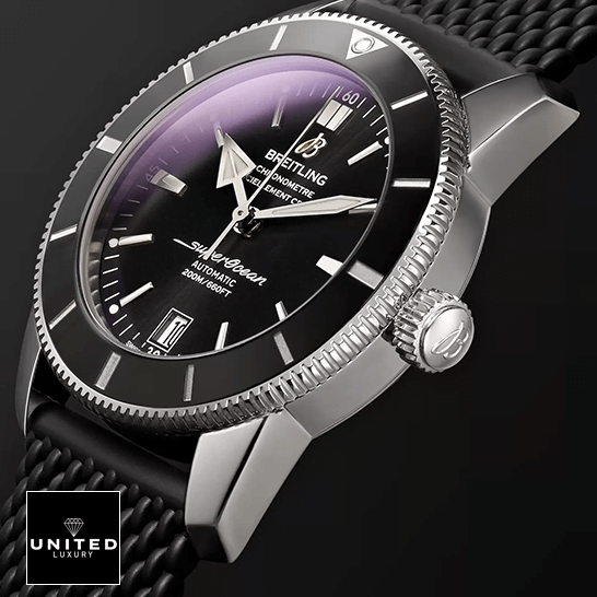 Breitling 128348RBR-0030 "Black Dial" Premium Clone Replica Breitling Superocean Heritage Automatic Black Dial Steel Case Replica side view