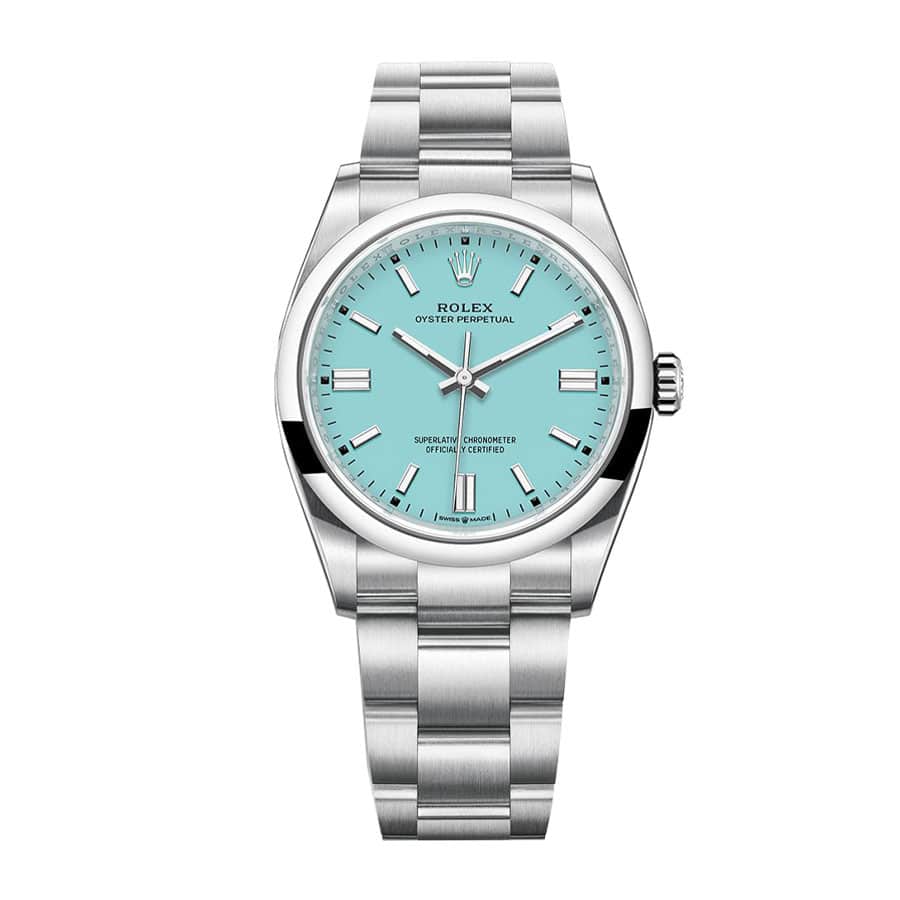 rolex-oyster-perpetual-aqua-dial-126000-replica Rolex Datejust 126000 Oyster Perpetual "Turquoise Blue Dial" First-Class Replica - Image 1