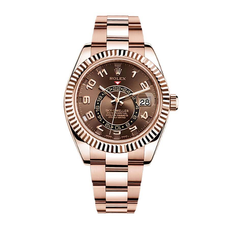 rolex-sky-dweller-chocolate-dial-rose-gold-326935-replica Rolex Sky-Dweller 326935 "Rose Gold Chocolate Dial" Authentic Super Replica - Image 1