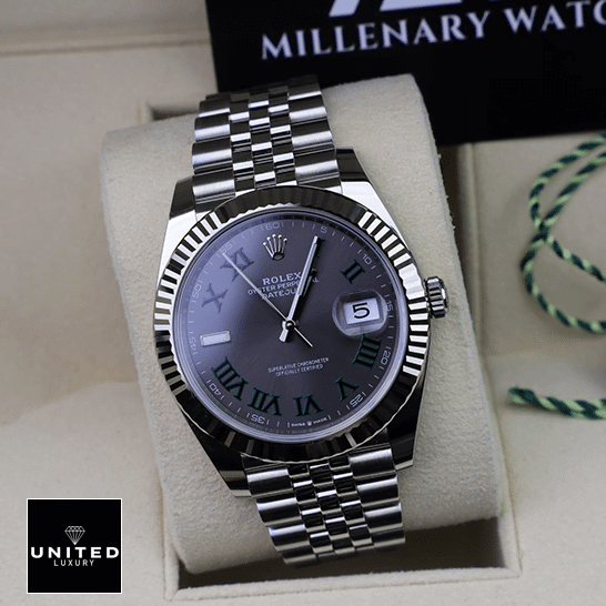 Rolex Datejust 126300 "Slate Roman Dial" Supreme Clone Quality Rolex Datejust II Perpetual 126300-0014 Fluted Bezel Stainless Steel Jubilee Bracelet Replica