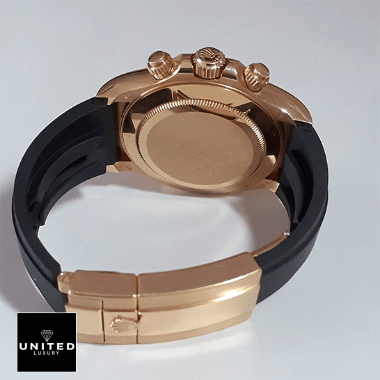 Rolex Cosmograph Daytona 116519LN "Oysterflex" Master Replica 1:1 Rolex Daytona Cosmograph 116518LN-0043 Replica Black Rubber Bracelet Replica on the Table