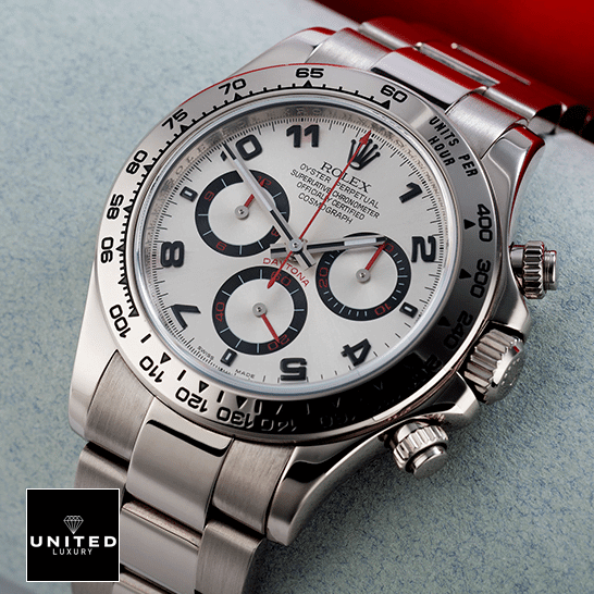 Rolex Cosmograph Daytona 116509 "White Gold" True to Original Copy Rolex Daytona 116509 White Dial Replica and button & crown pusher