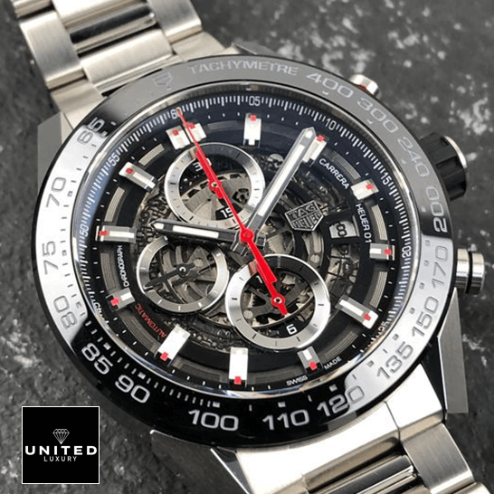 TAG Heuer Carrera 01 CAR2A1W.BA0703 "Black Steel" Collector’s Copy 1:1 tag heuer carrera calibre heuer 01 automatic chronograph CAR2A1W left Tag Heuer Carrera Calibre Heuer 01 Black Dial Replica black background