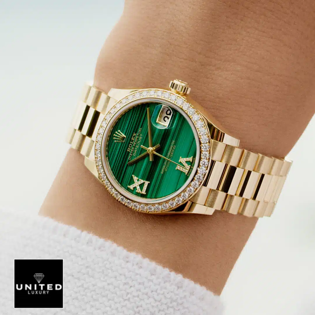 Rolex Datejust 126333 "Gold Green Dial" Signature Replica 1:1 Yeni Proje 3 20 Rolex datejust gold green dial roman diamond bezel replica above the wrist