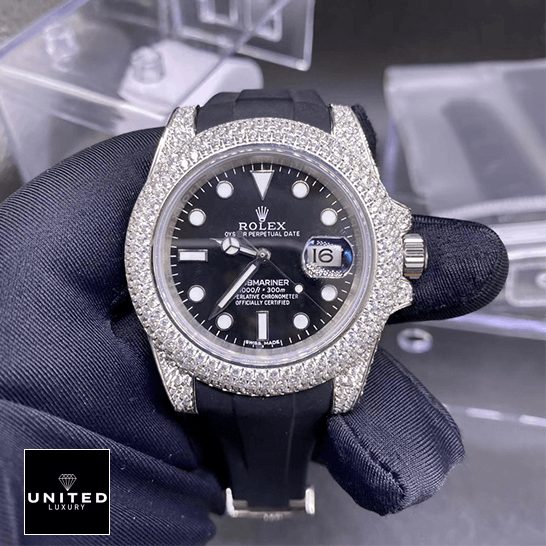 Rolex Submariner 116336 "Oysterflex" Ultimate Clone Quality rolex submariner 116336 replica front 1 Rolex Submariner 116336 Black Dial Replica front view