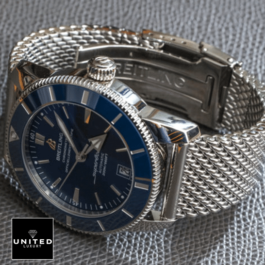 Breitling Superocean Heritage II B20 AB201016 "Blue Dial" Premium Duplicate Edition breitling heritage B20 AB2010161C1A1 A replica left Breitling Heritage Steel Bracelet Blue Dial Replica side view