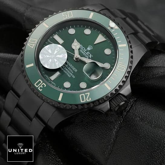 Rolex Blaken Green Dial on a Black Backround