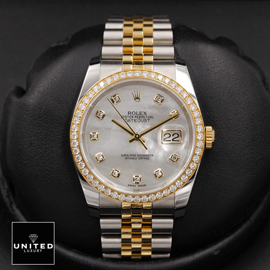 Rolex Datejust 116243 Mother Of Pear Diamond Replica black background