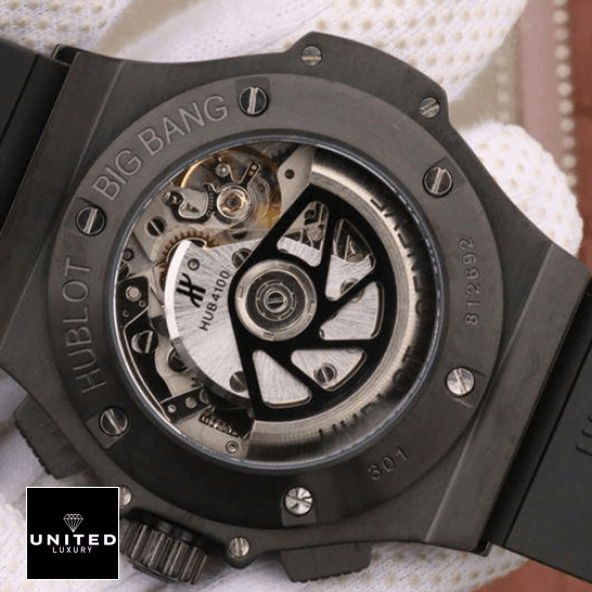 Hublot Big Bang 301.CX.130.RX "Black Magic" Top Tier Replica Edition hublot big bang 301.cx .130.rx replica back 1 Hublot Big Bang 301.cx_.130.rx Black Case Replica upside view