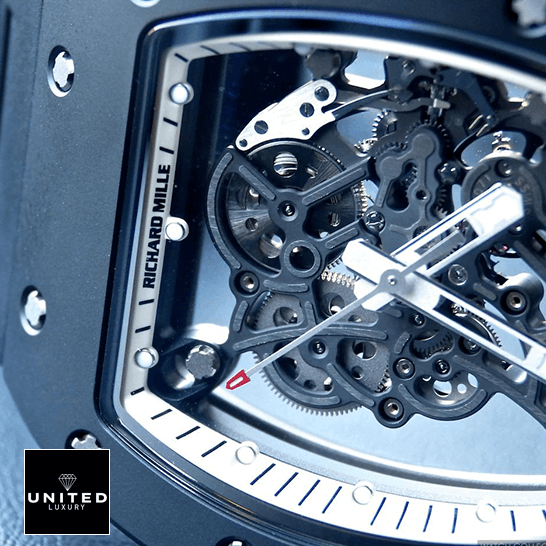 Richard Mille RM 055 "Black Dial" Authentic Super Replica richard mille RM055 replica close review Richard Mille RM055 White Skeleton Black Bezel Replica